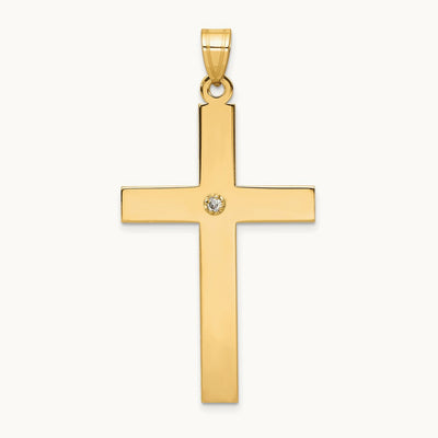 Polished .03ct. Diamond Cross Pendant, 14K