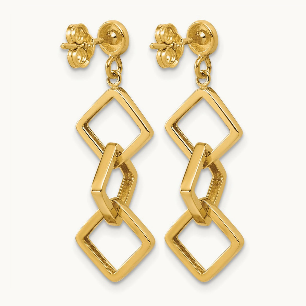 Polished Square link Dangle Post Earrings, 14K — Leslie's