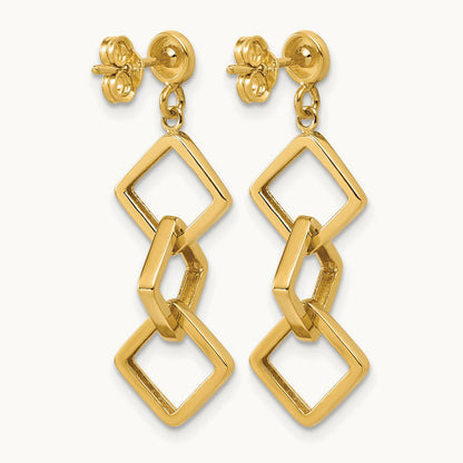 Polished Square link Dangle Post Earrings, 14K — Leslie's