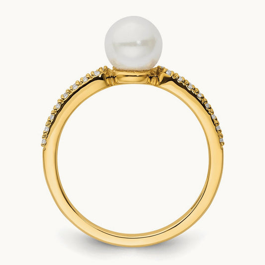 Polished Diamond and Pearl Fashion Ring — photo set