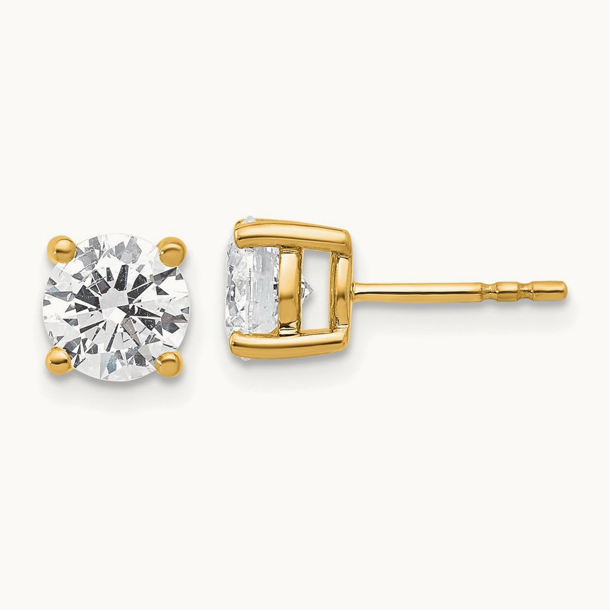 Round Lightweight Earrings, 0.25-6.00 ct tw Lab-Grown Diamond — 2 ct, 10K Yellow Gold