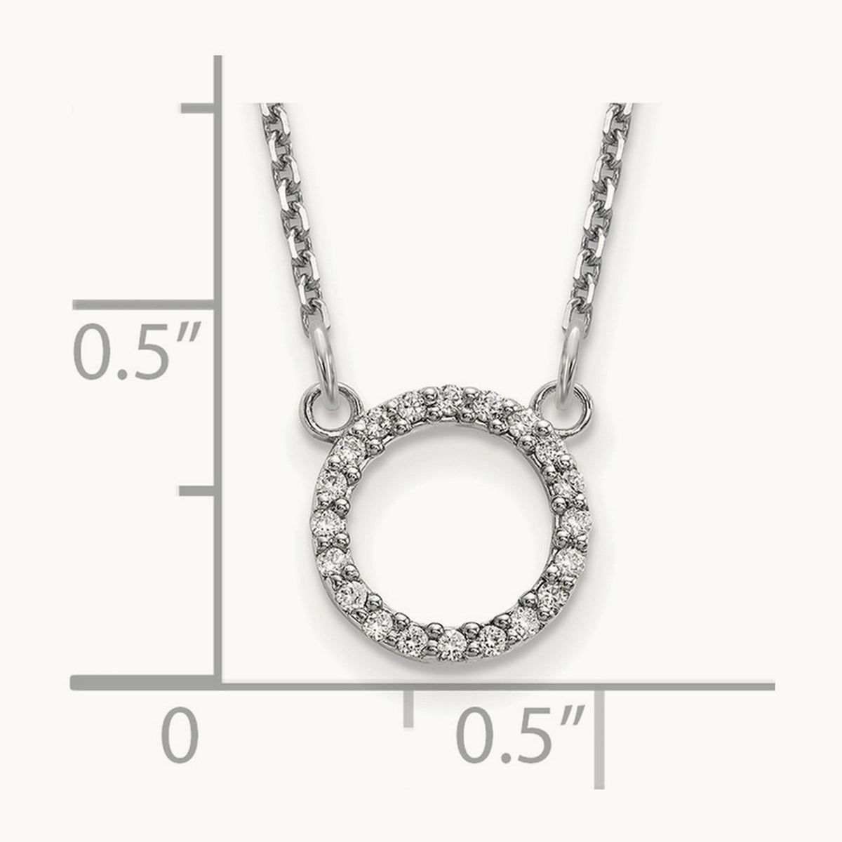 Diamond Open Circle Necklace, 14K White Gold