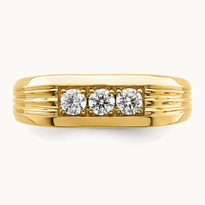 3-Stone Complete Diamond Men's Ring, 14K