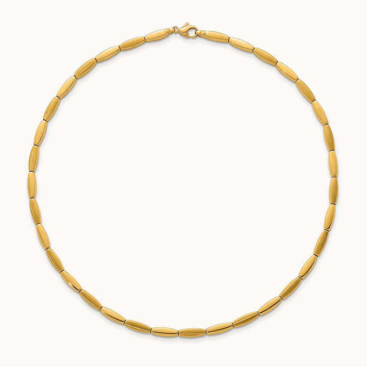 Brushed and Polished Fancy Bar Link Necklace, 4mm, 14K
