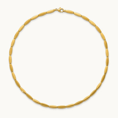 Brushed and Polished Fancy Bar Link Necklace, 4mm, 14K