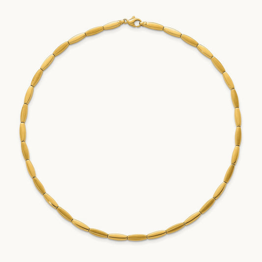 Brushed and Polished Fancy Bar Link Necklace, 4mm, 14K