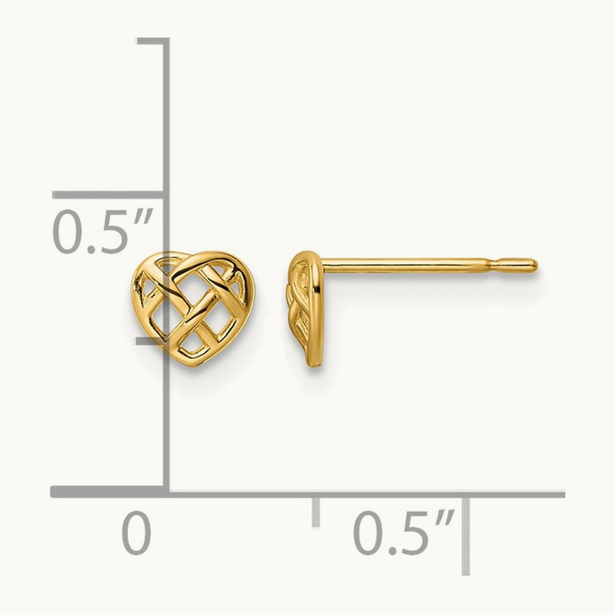 Heart Post Earrings, 14K