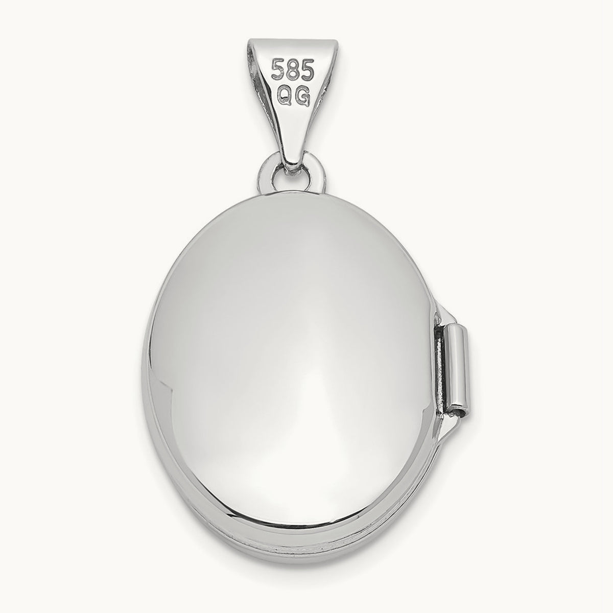 Floral Oval Locket — 14K White Gold