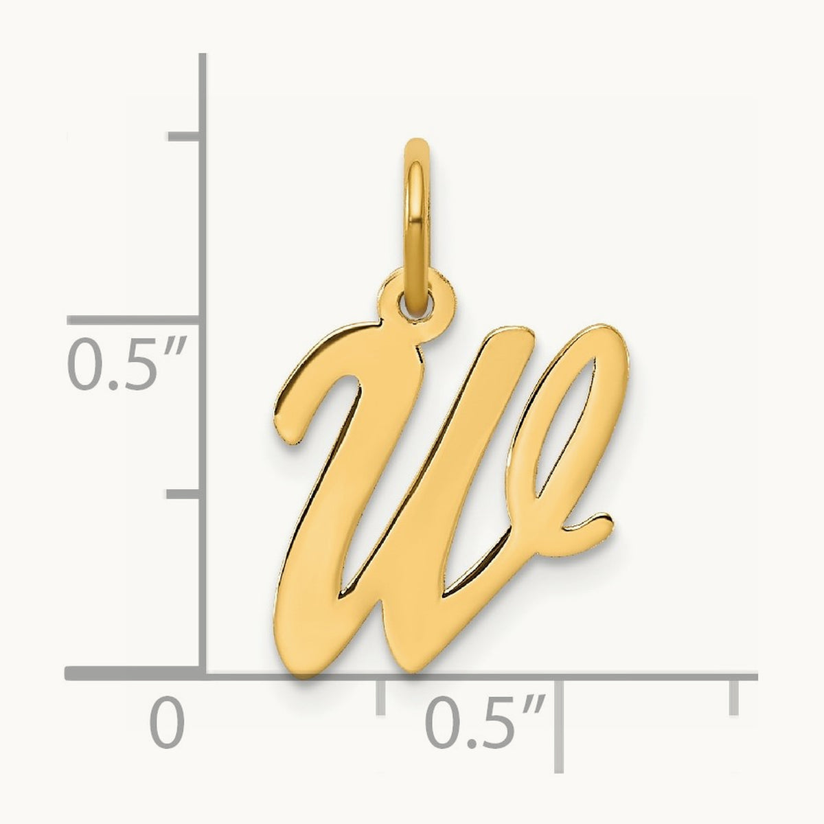 Medium Script Initial Charm — 14K Yellow Gold, W