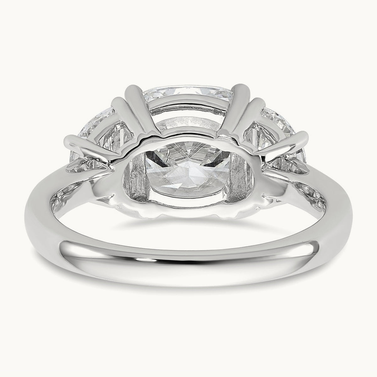 Half Moon & Cushion Semi-Mount Engagement Ring, 0.25-1.00 ct tw Lab-Grown Diamond — 1 ct, 14K White Gold