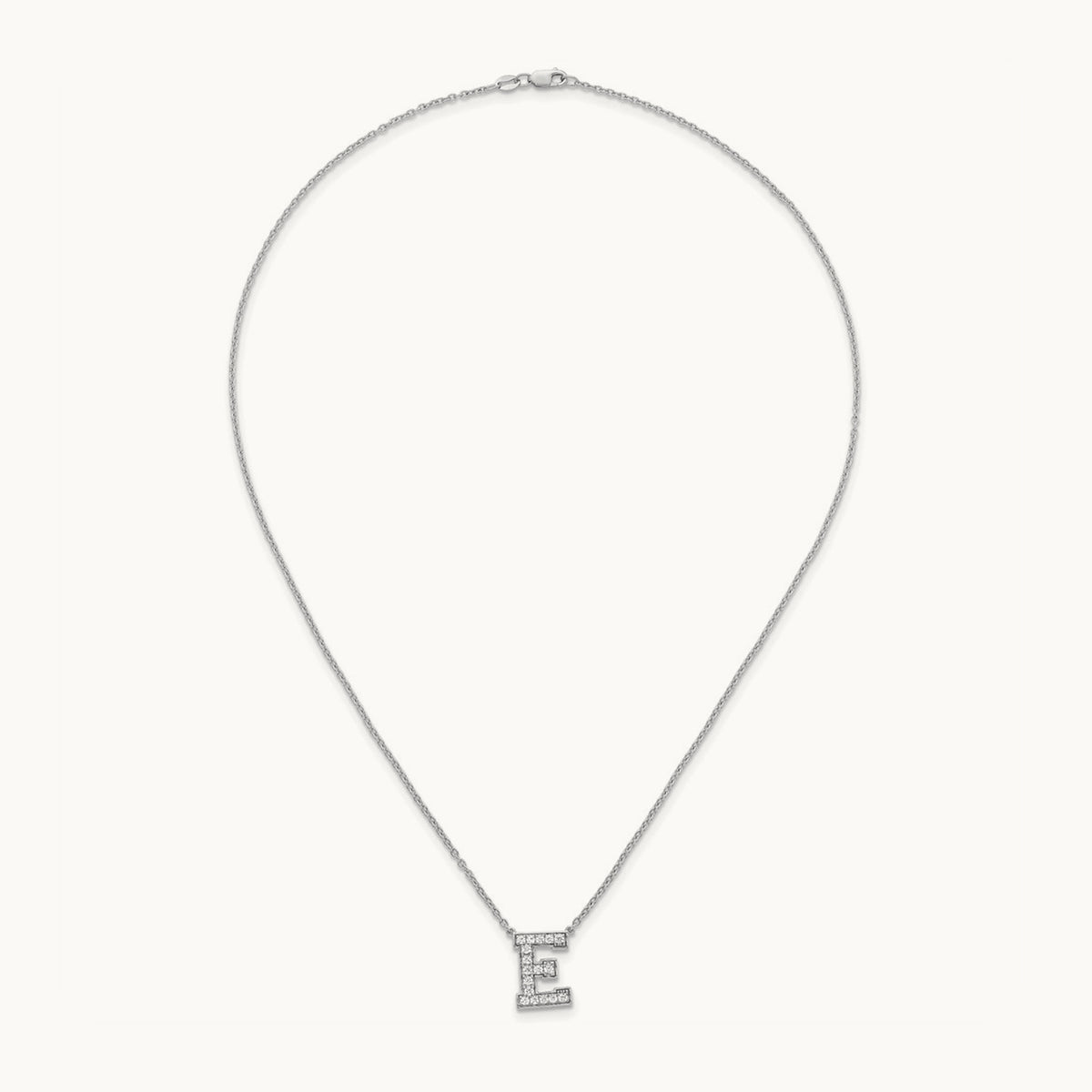 Initial Necklace — 14K White Gold, E, 3/8 ct
