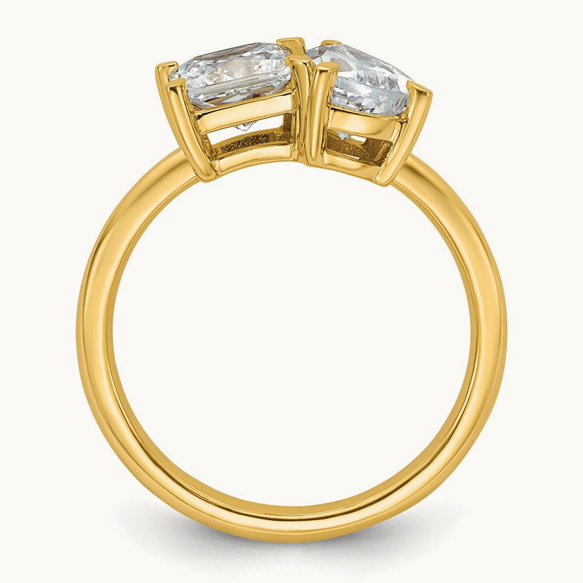 Princess & Pear 2 Stone Engagement Ring, 2.00 ct tw Lab-Grown Diamond — 14K Yellow Gold