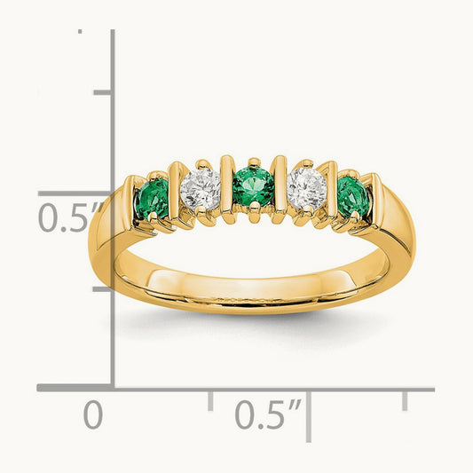 Diamond w/Emerald Band, 14K Yellow Gold