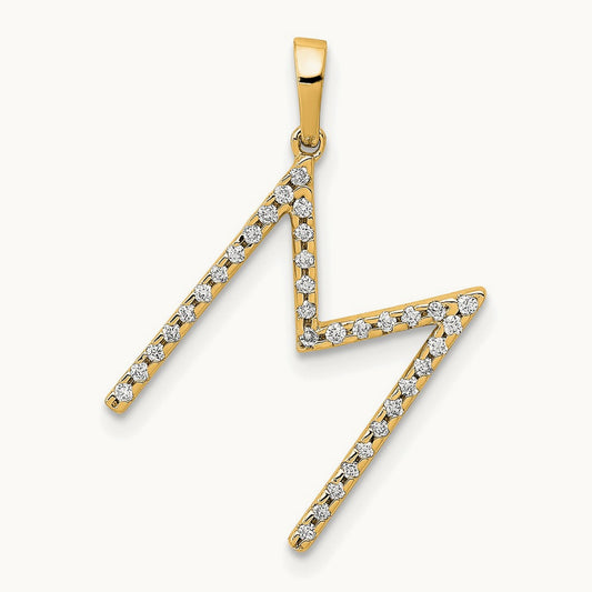 Diamond Letter M Initial Pendant, 14K