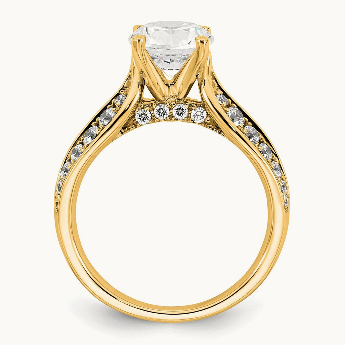 Round Semi-Mount Engagement Ring — 14K Yellow Gold, 5/8 ct (holds 1 1/2 ct center), 7