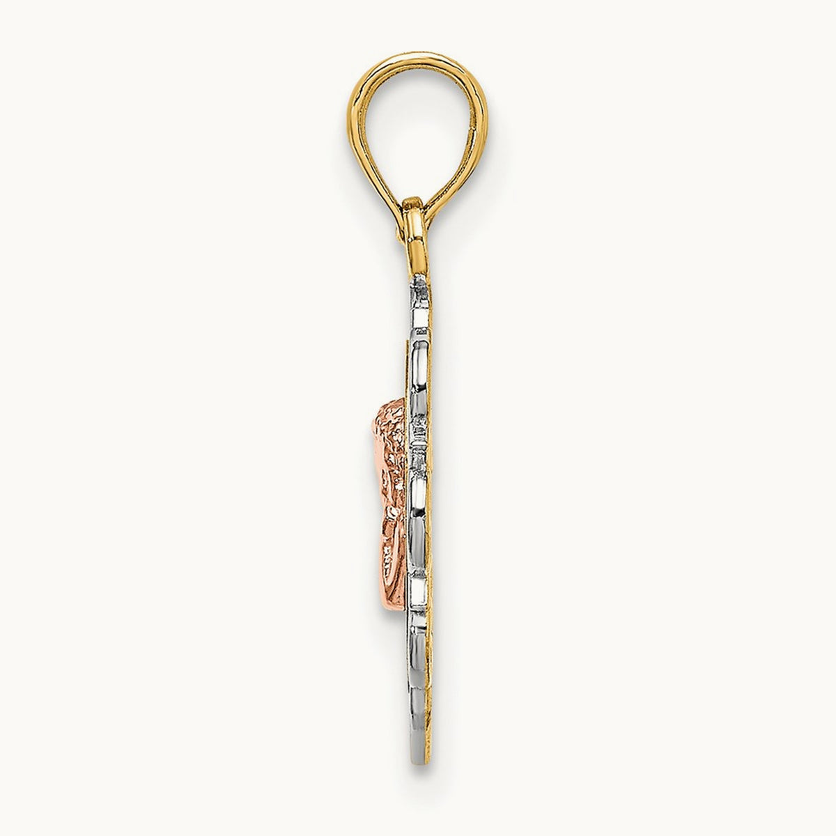 w/White Rhodium Small Angel In Heart Charm, 14K Two-tone