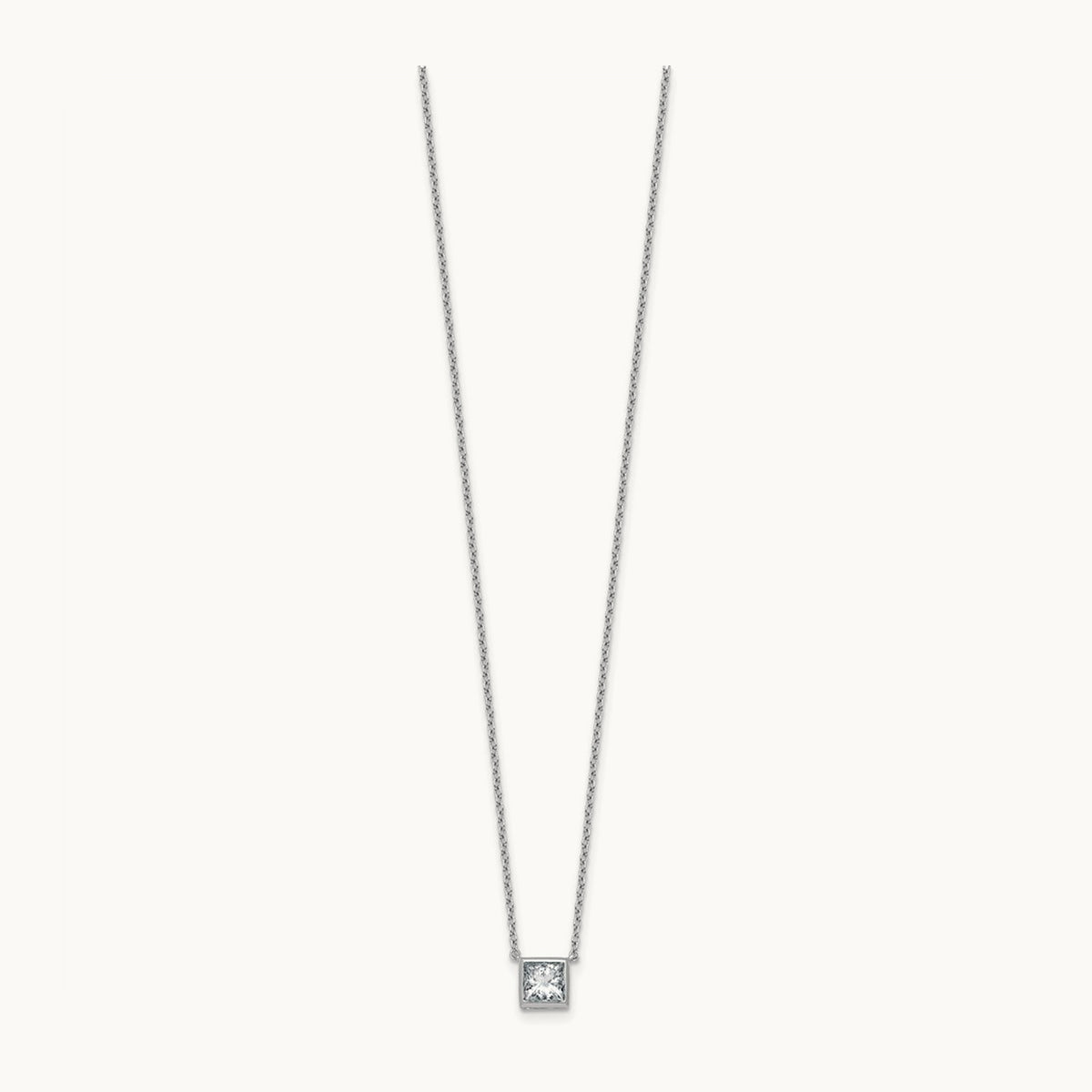 Princess Bezel Set Pendant, 1.00-4.00 ct tw Lab-Grown Diamond — 1 ct, 14K White Gold