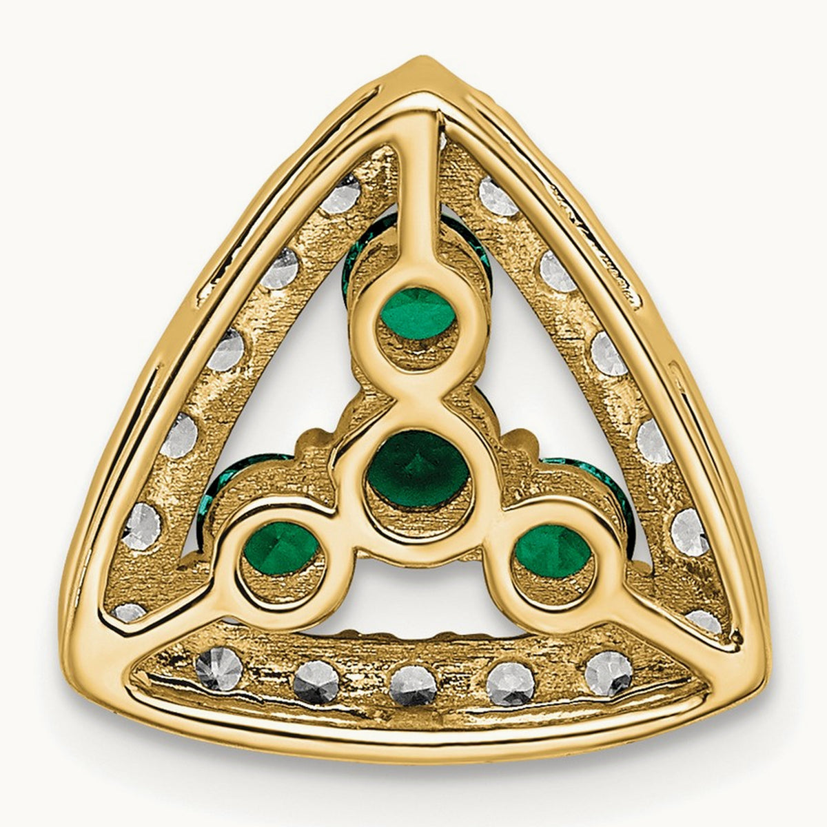 Created Emerald Chain Slide, 0.50 ct tw Lab-Grown Diamond — 14K Yellow Gold