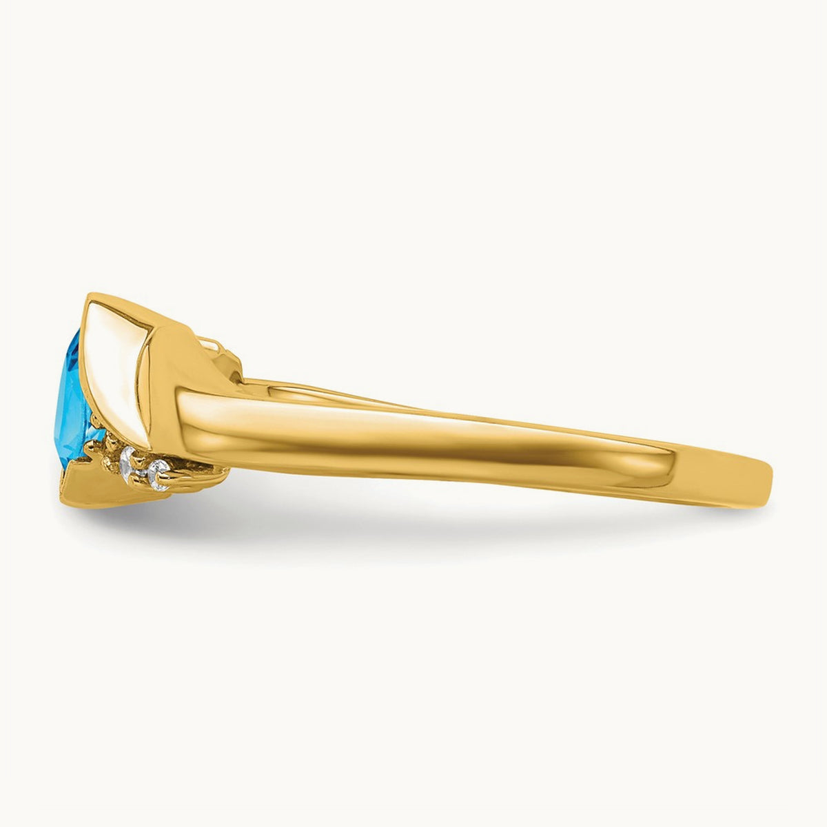 Blue Topaz and Diamond Ring — 14K Yellow Gold, 7