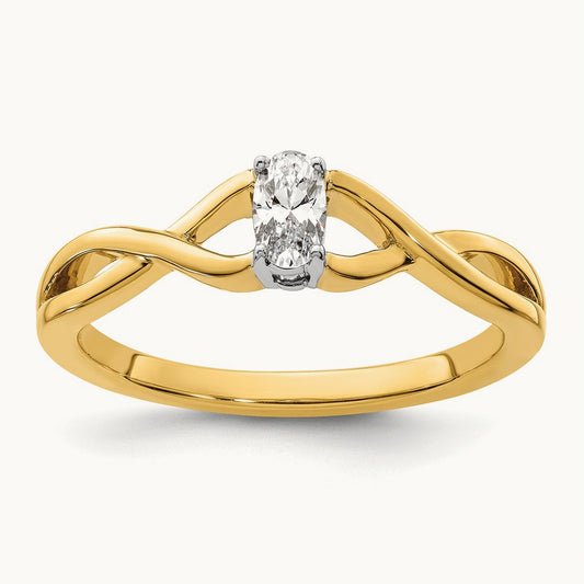Oval Complete Diamond Promise/Engagement Ring, 14K Two-tone