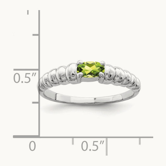 5x3mm Oval Peridot ring, 14K White Gold