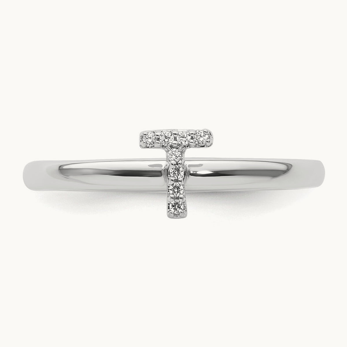Stackable Diamond Ring — 14K White Gold, T