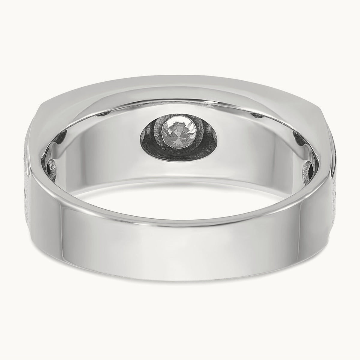 IBGoodman Men's Polished/Satin Diamond Complete Ring, 14K White Gold