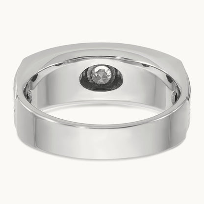 IBGoodman Men's Polished/Satin Diamond Complete Ring, 14K White Gold