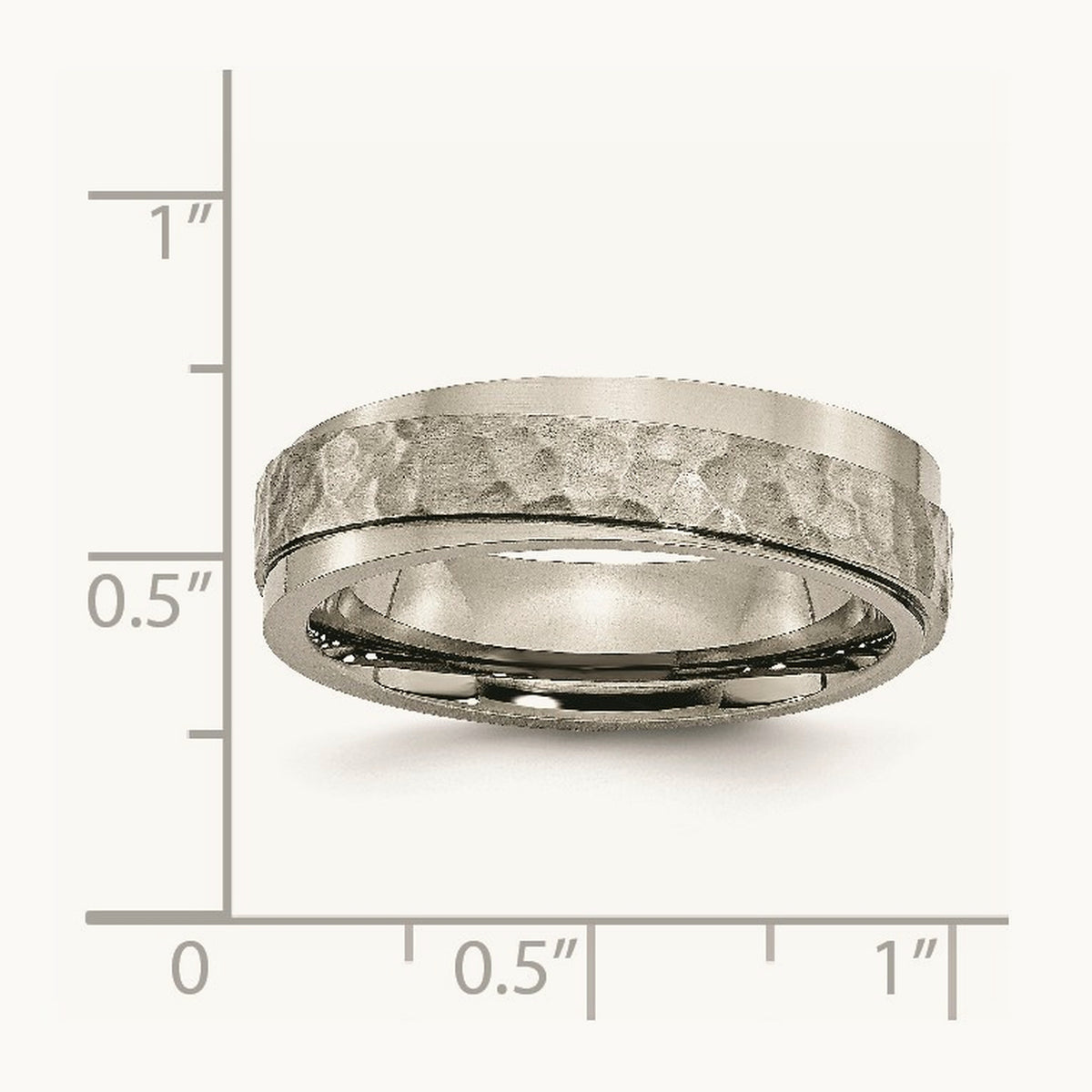 Polished and Hammered Ridged Edge Band — 11