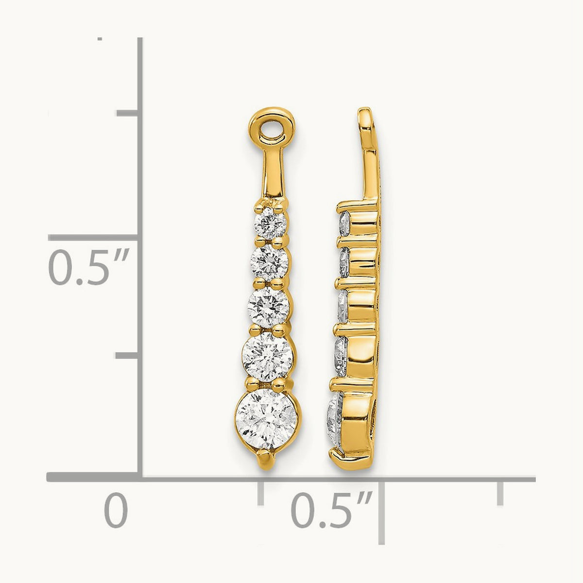 AA 5 Stone Dangle Diamond Earring Jacket, 14K