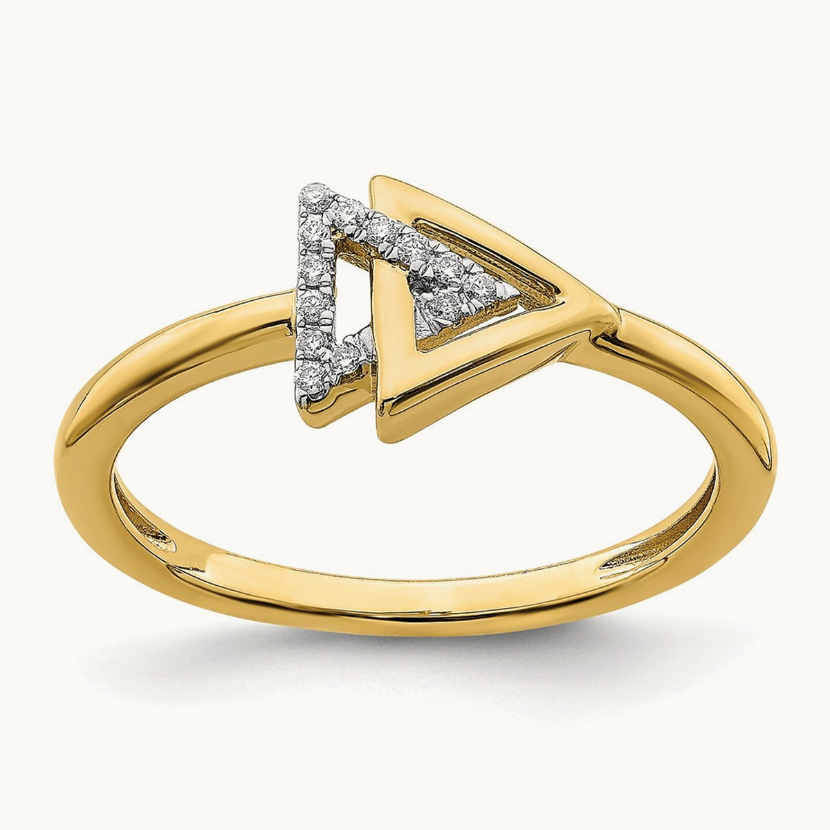 Polished Double Triangle Diamond Ring, 14K