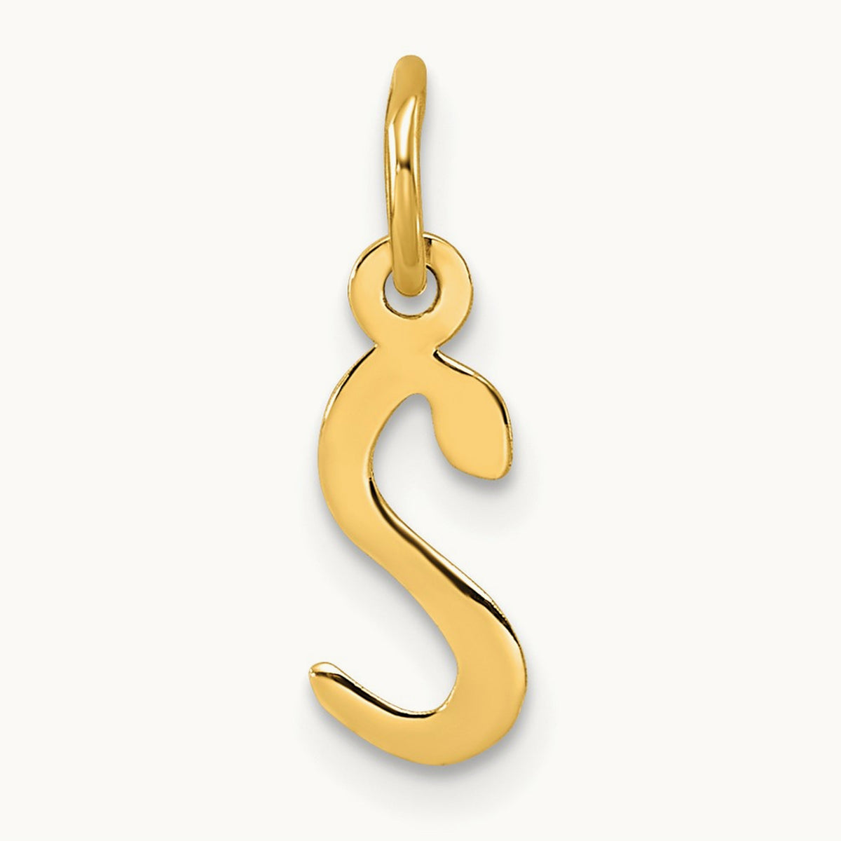 Small Slanted Block Initial Charm — 14K Yellow Gold, S
