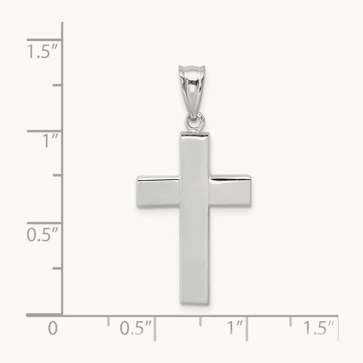 Polished Hollow Cross Pendant, 14K White Gold