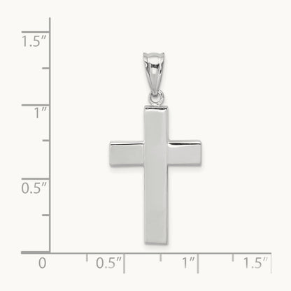 Polished Hollow Cross Pendant, 14K White Gold
