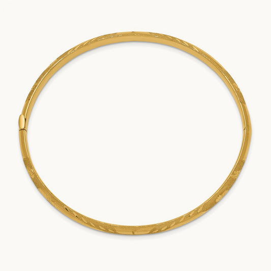 3/16 Oversized Laser Cut Hinged Bangle Bracelet, 14K