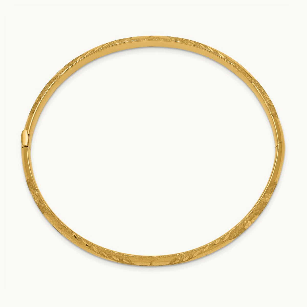 3/16 Laser Cut Hinged Bangle Bracelet, 14K
