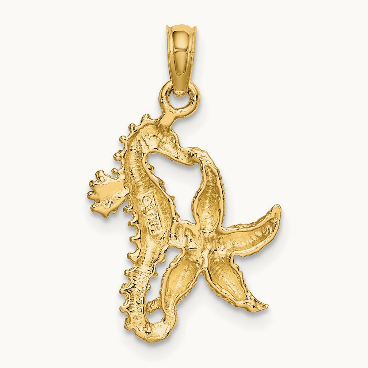 Starfish and Seahorse Charm, 14K with White Rhodium