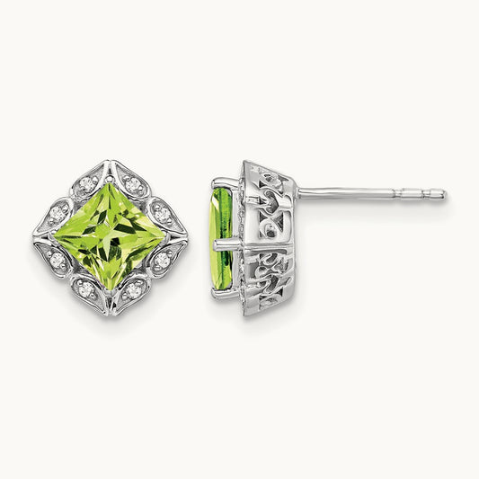 Square Peridot and Diamond Earrings — photo set