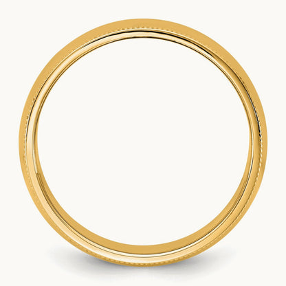 Milgrain Half Round Band, 7mm, 10K Yellow Gold