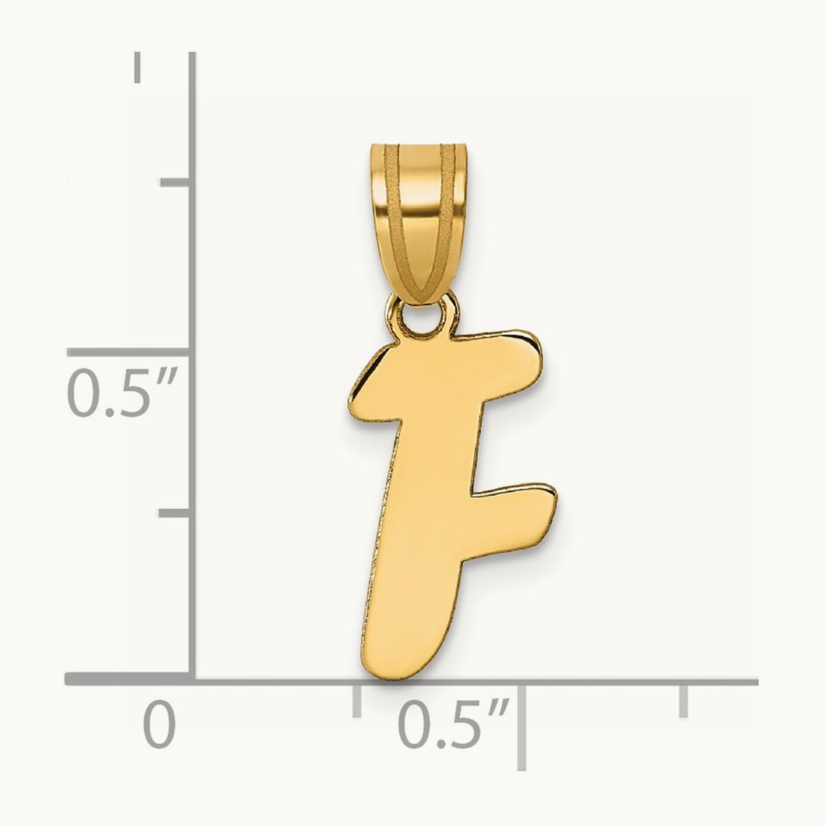 Polished Script Initial Pendant — 14K Yellow Gold, F