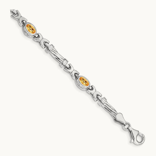 Citrine Bracelet, 14K White Gold