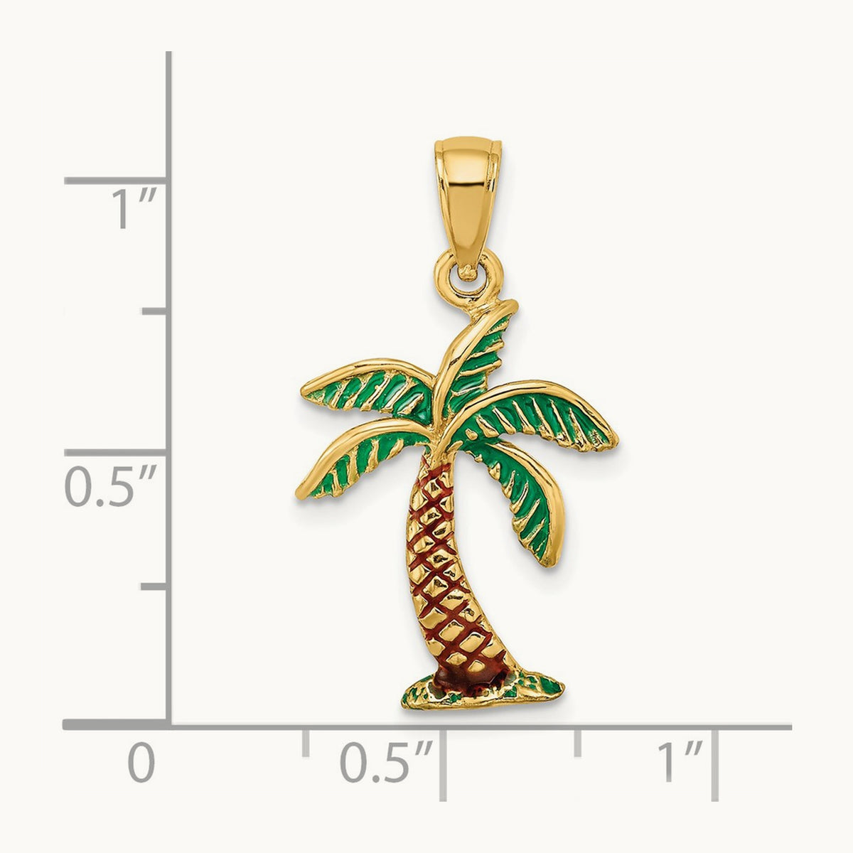 Enamel Palm Tree Charm, 14K