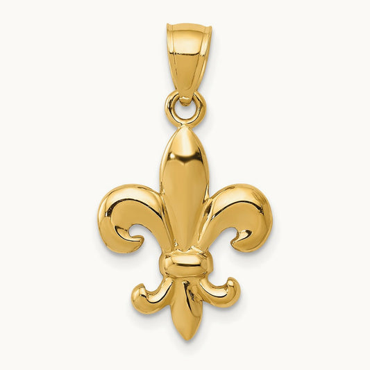Polished Fleur de Lis Pendant, 14K