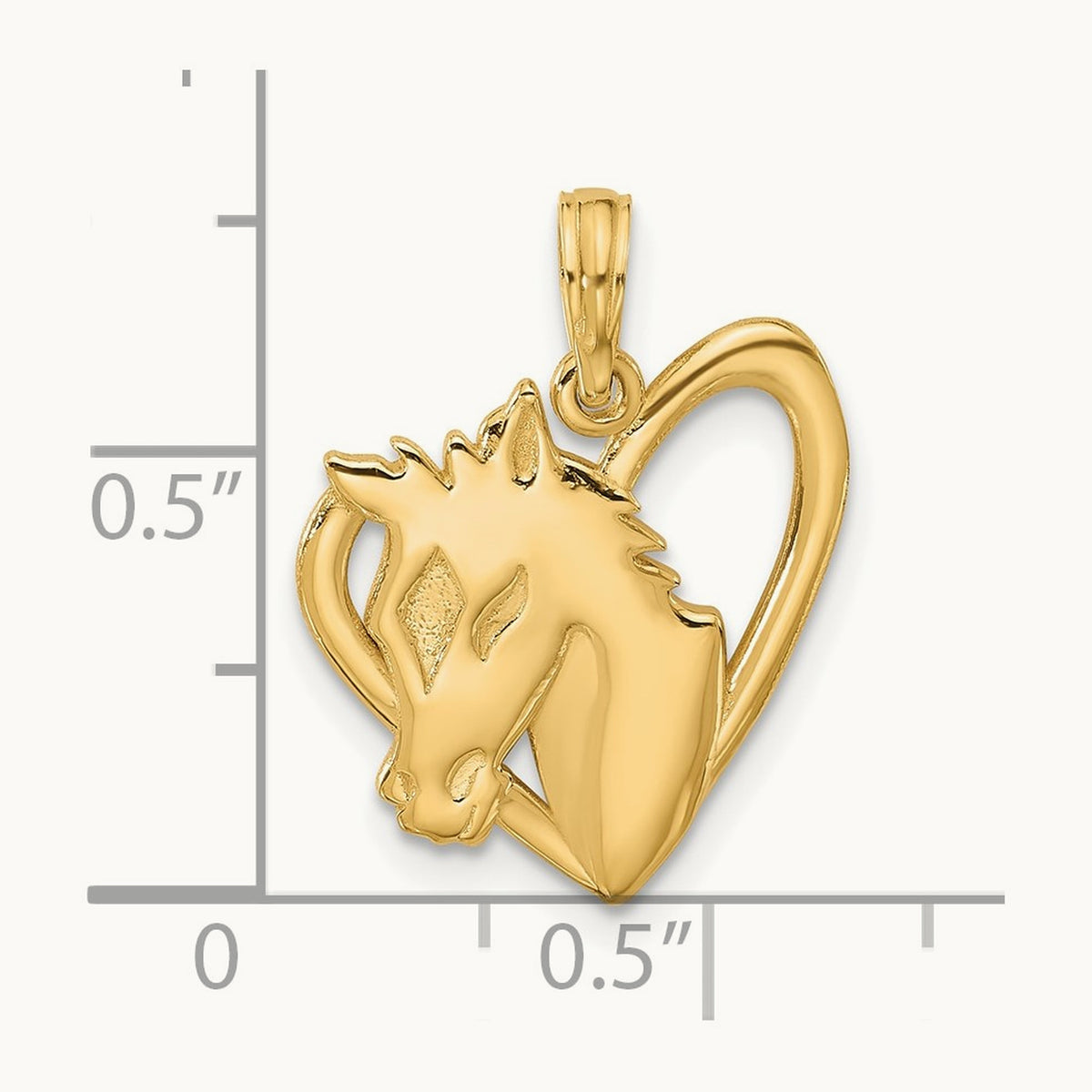 Polished Heart with Horse Pendant, 14K