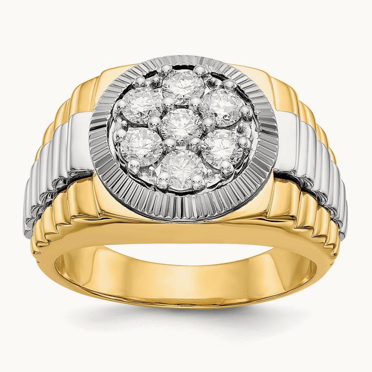 Ridged Men's Ring — 1 ct, 10