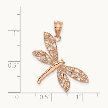 Filigree Dragonfly Pendant — 14K Rose Gold