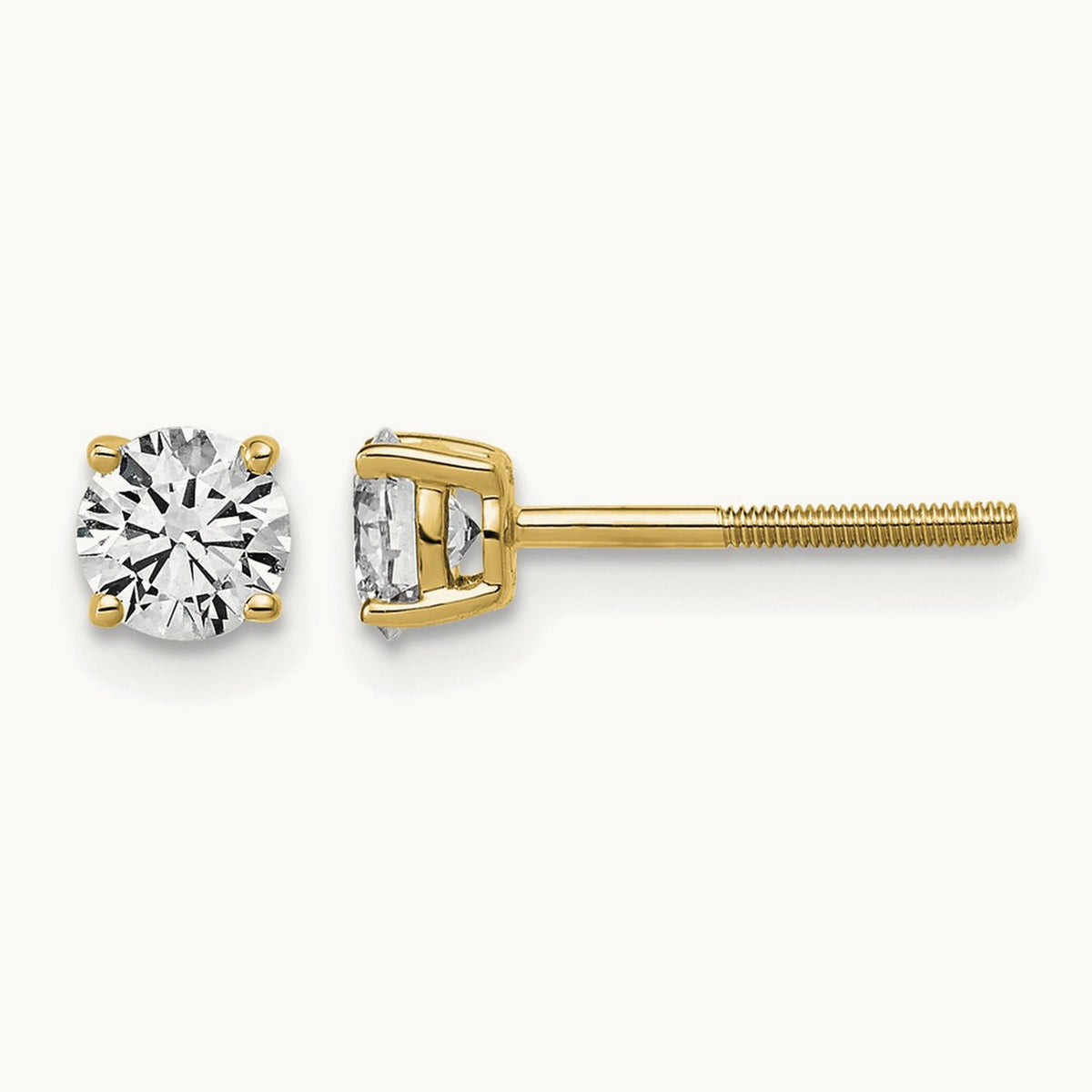 Lightweight Screwback Earrings, 0.25-4.00 ct tw Lab-Grown Diamond — 5/8 ct, 14K Yellow Gold