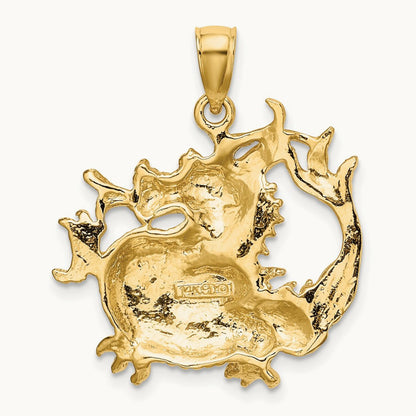 2-D Textured Dragon Charm, 14K