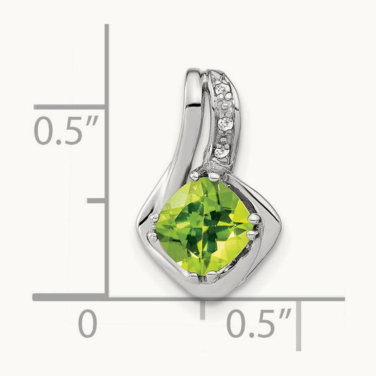 Peridot and Diamond Chain Slide Pendant — 14K White Gold, 7