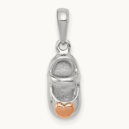 Baby Shoe Charm, 14K Two-tone White with Rose Gold